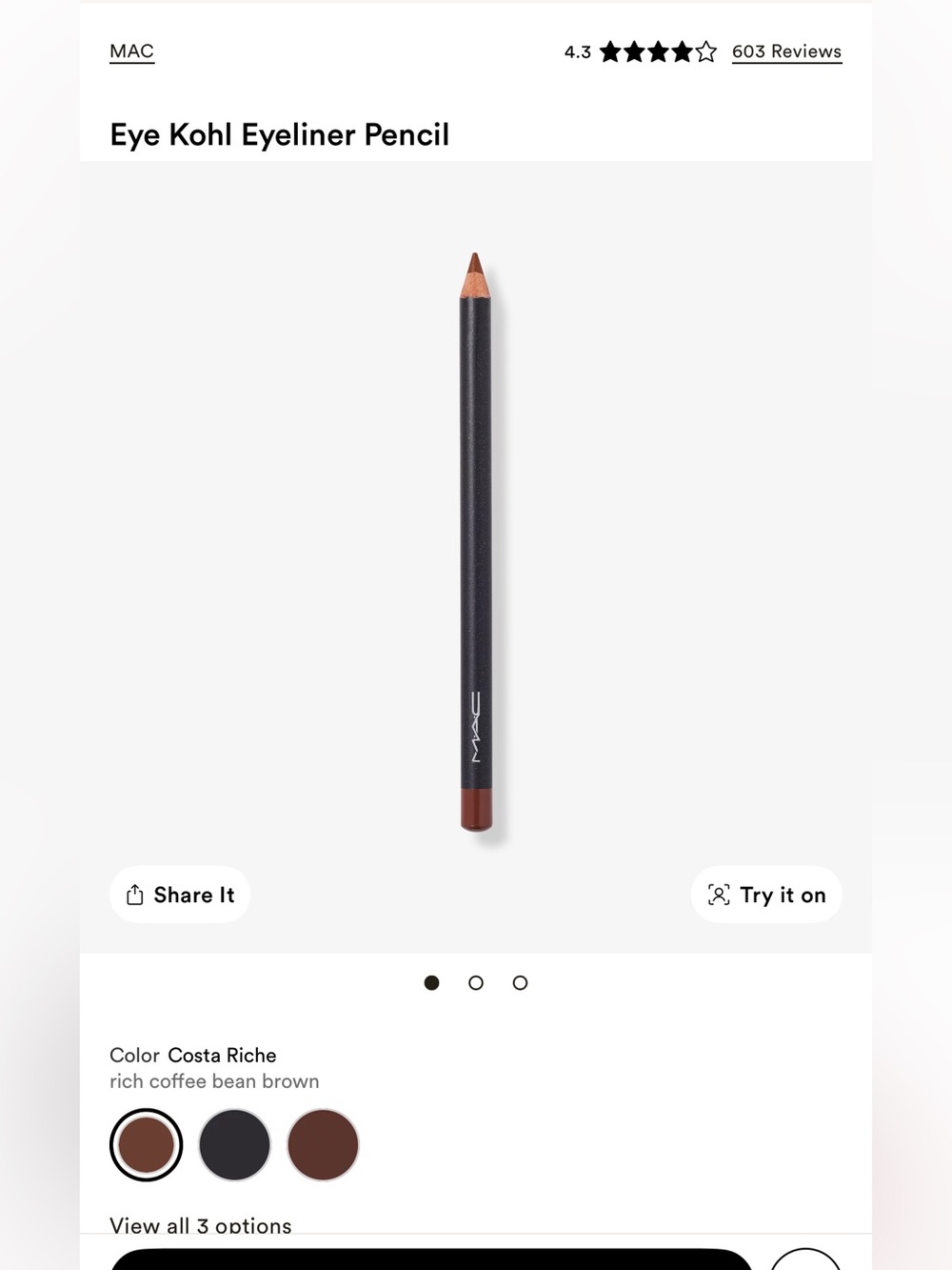 MAC Cosmetics Eye Kohl Pencil — Costa Riche Brown